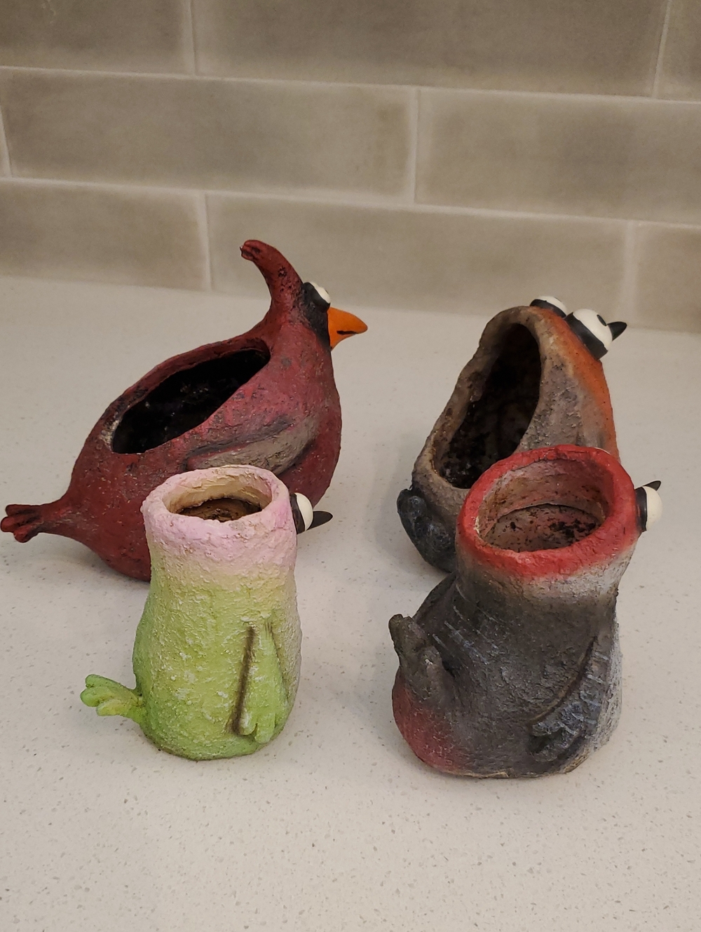 Blob House Mini Bird Planters Set of 4 - Picture 5 of 12